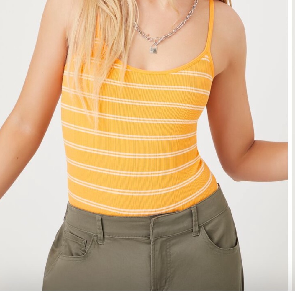 Tangerine and white striped Cami bodysuit, size M/L